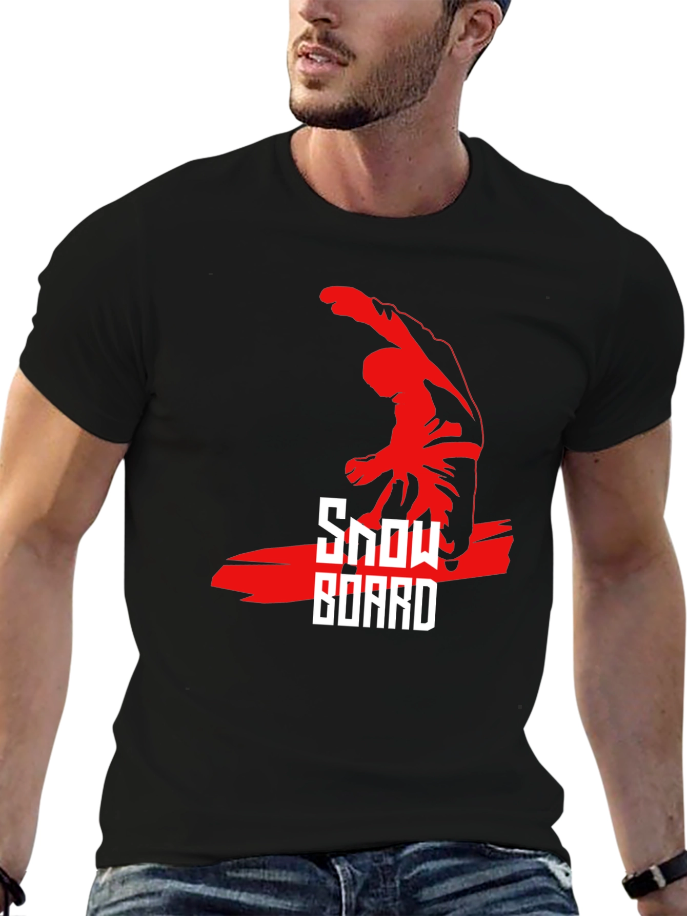 Cool Snowboard Graphic Black T-Shirt