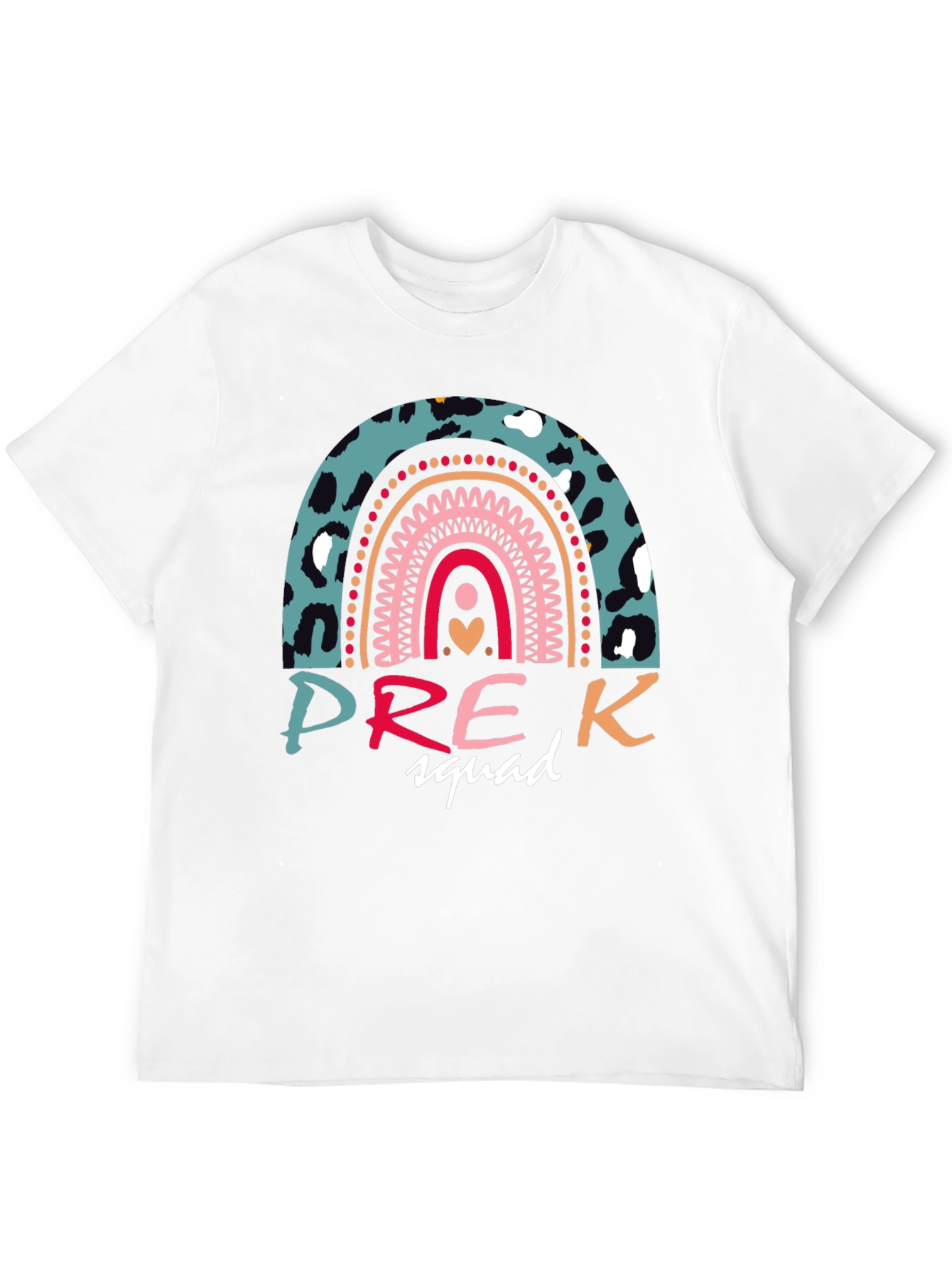 Pre-K Squad Rainbow Leopard Print T-Shirt