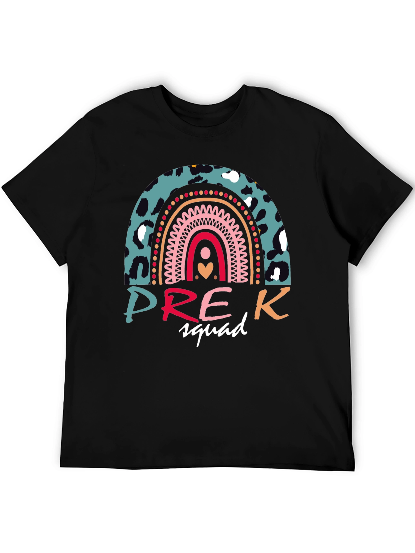 Pre-K Squad Rainbow Leopard Print T-Shirt