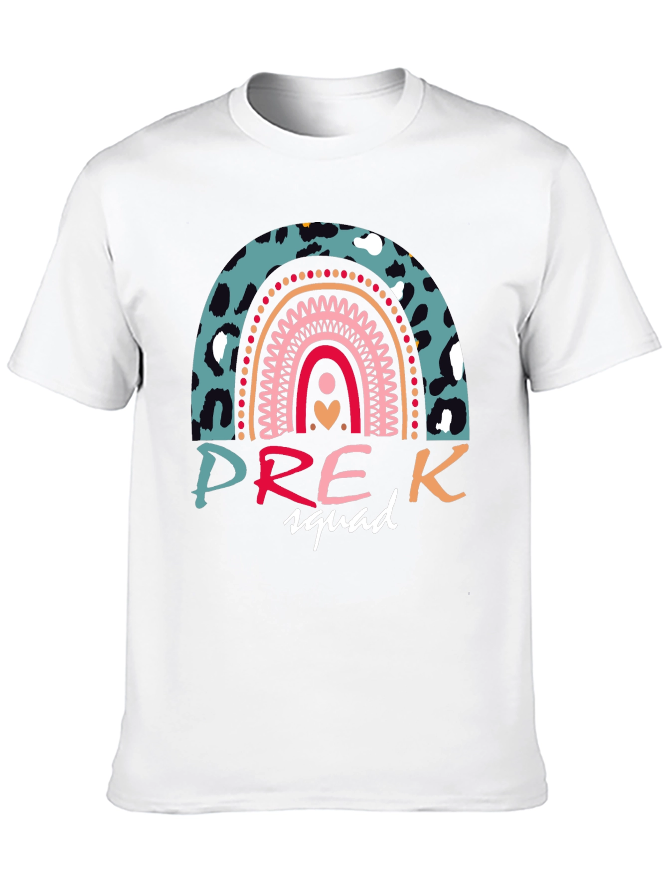 Pre-K Squad Rainbow Leopard Print T-Shirt