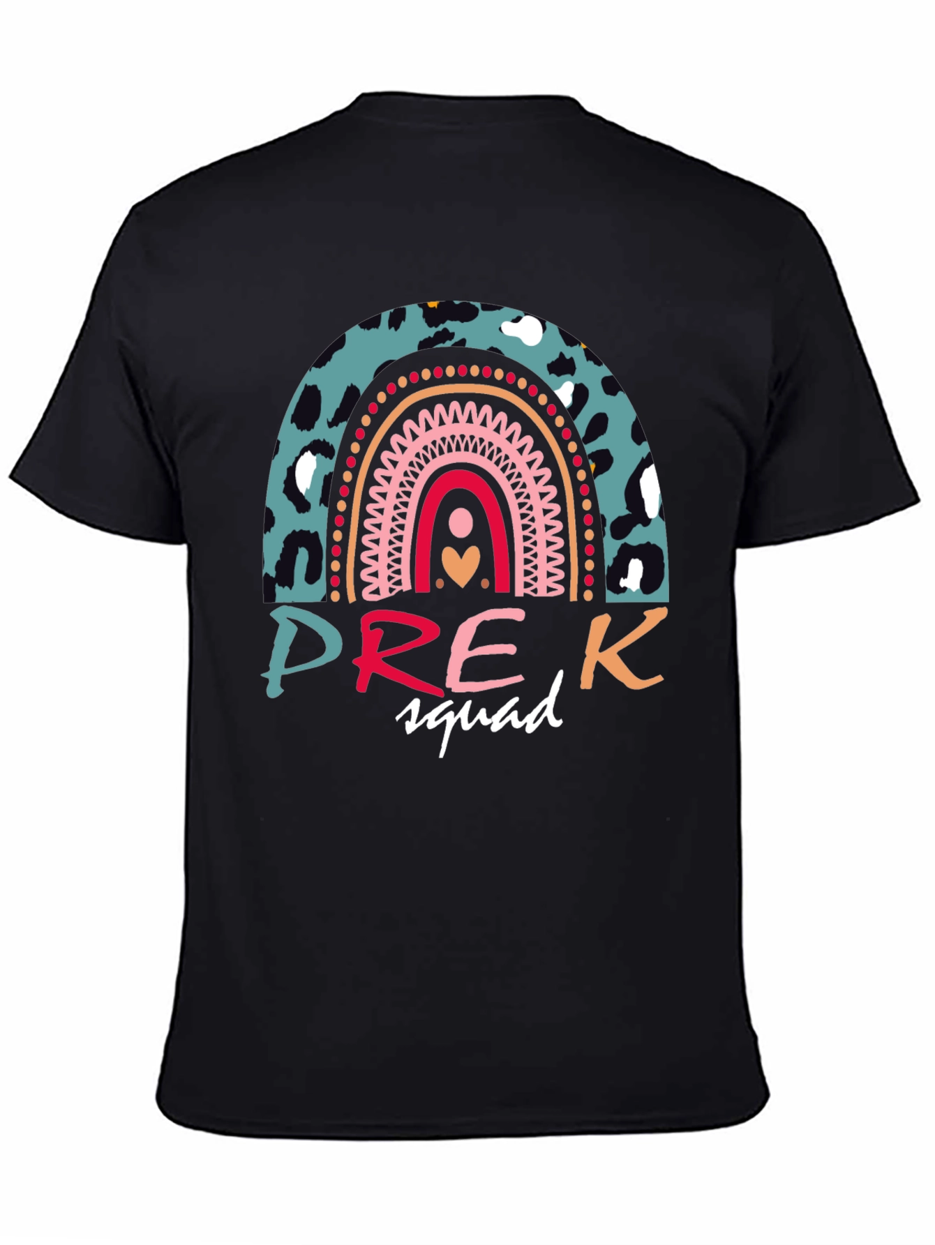 Pre-K Squad Rainbow Leopard Print T-Shirt