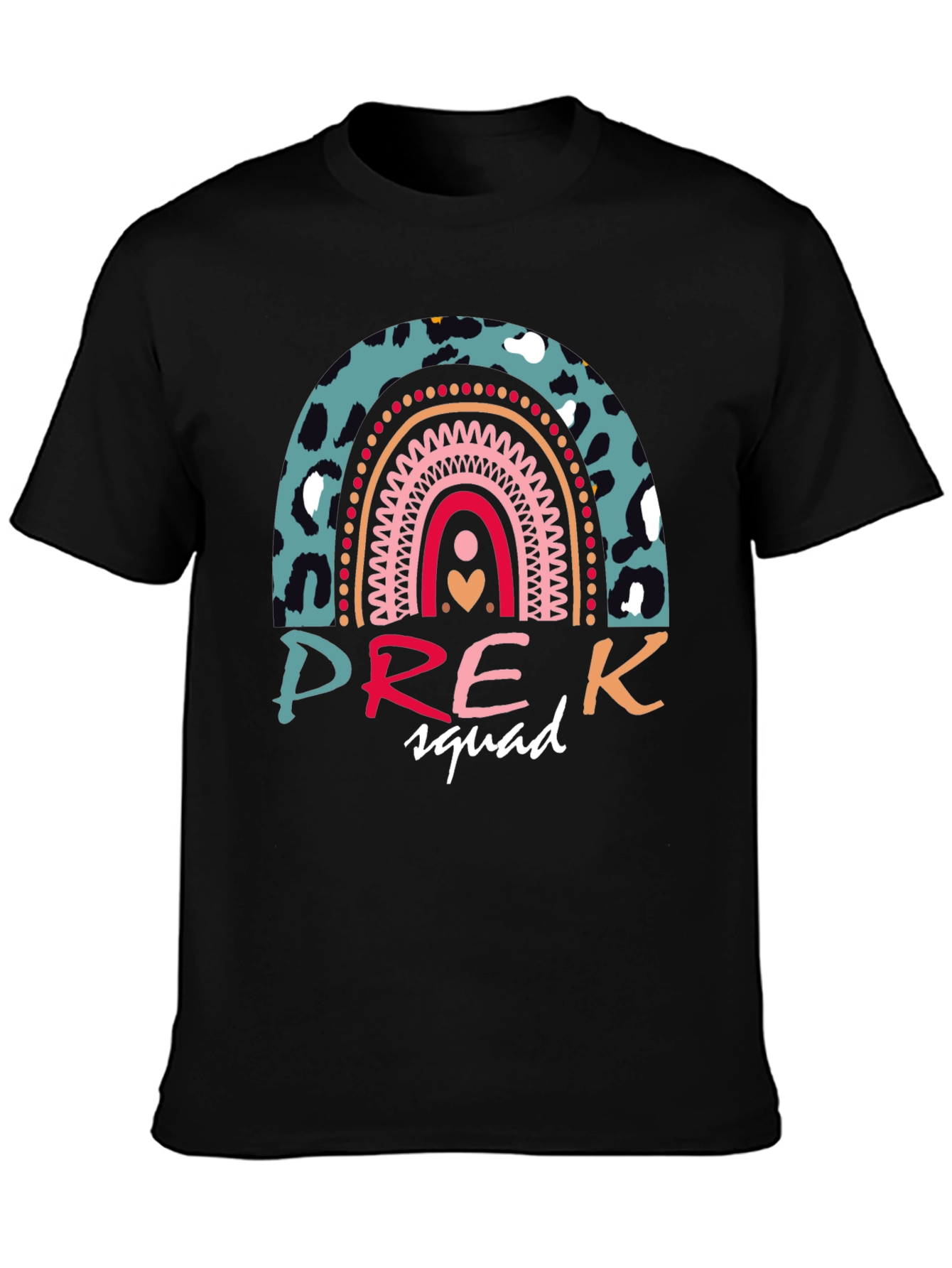 Pre-K Squad Rainbow Leopard Print T-Shirt