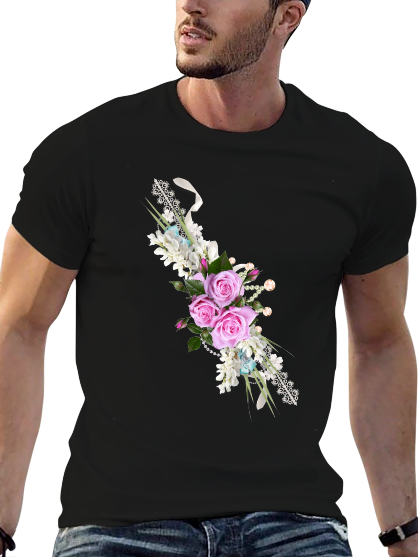 Floral Rose T-Shirt - Stylish Menswear
