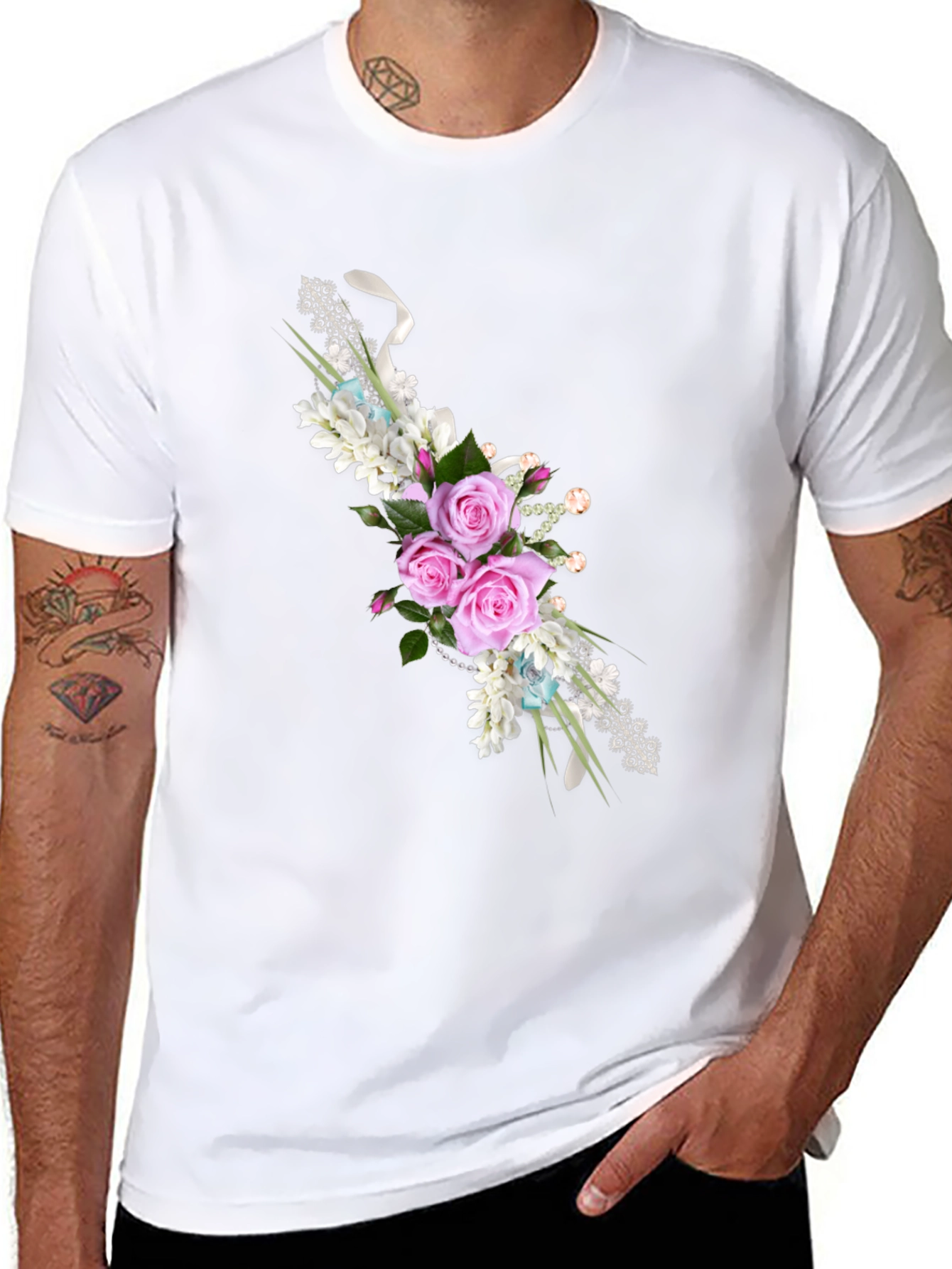 Floral Rose T-Shirt - Stylish Menswear