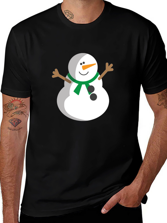 Festive Snowman Graphic Tee - Black