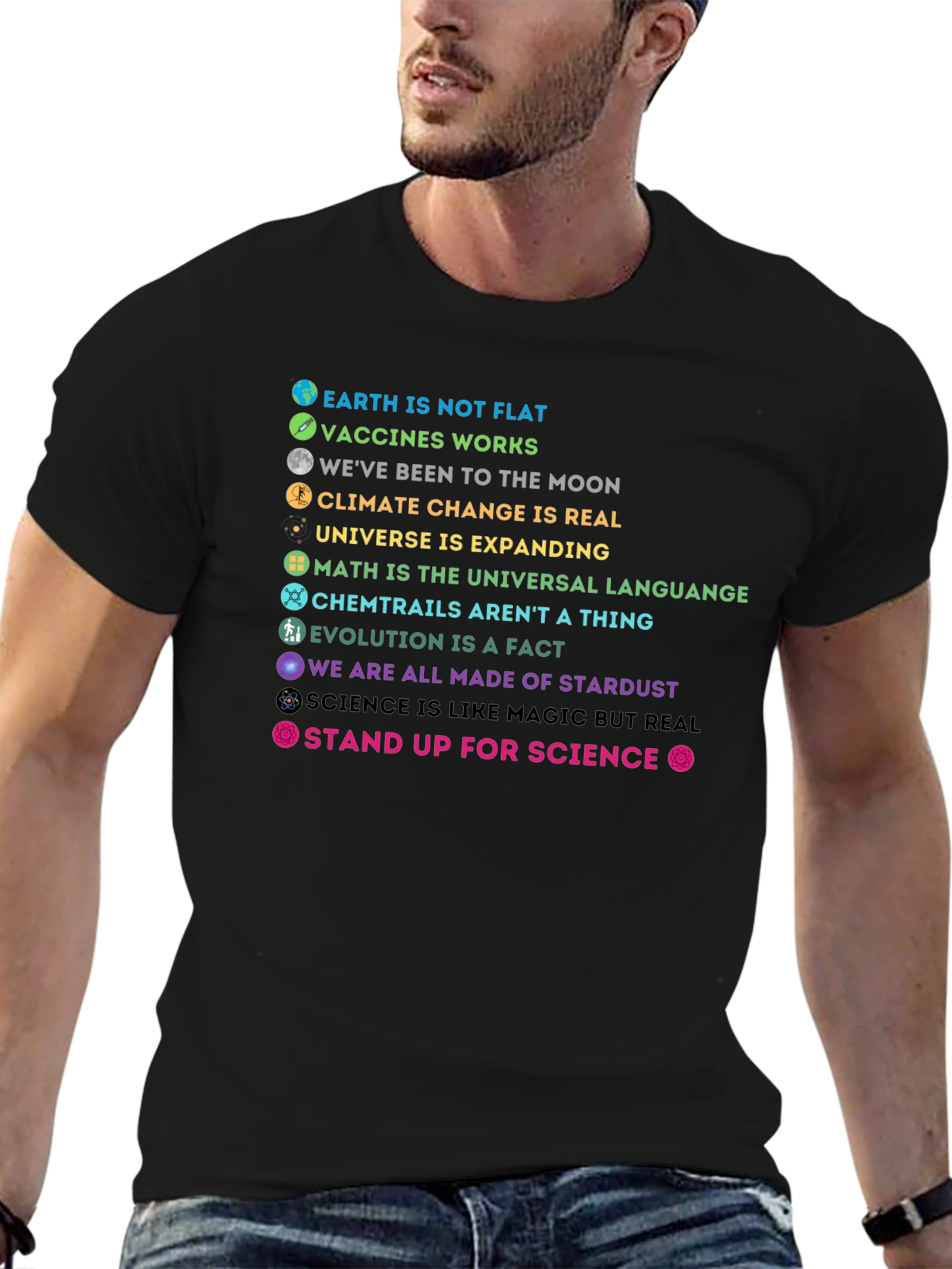 Science Facts Graphic Tee - Earth Not Flat T-Shirt
