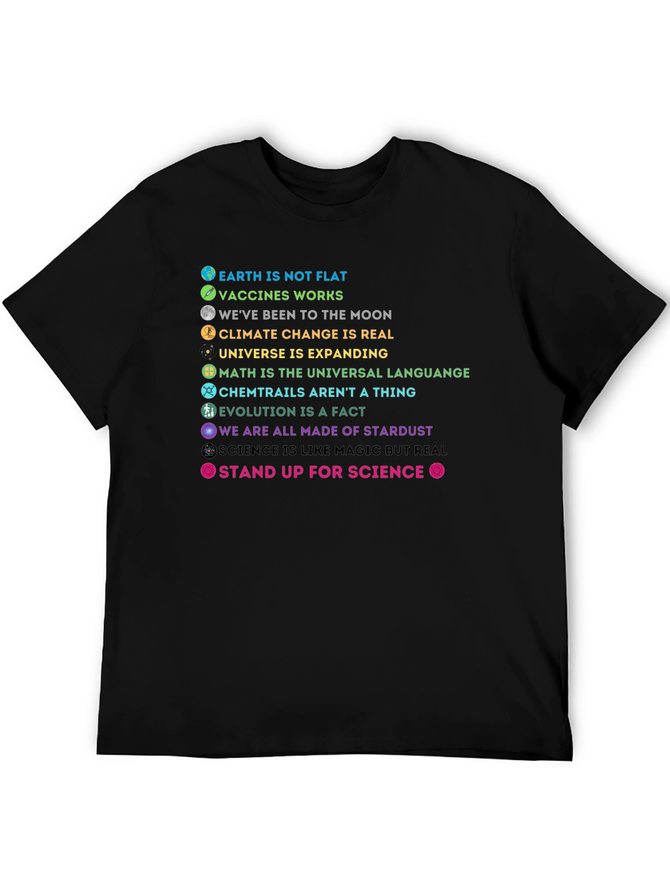 Science Facts Graphic Tee - Earth Not Flat T-Shirt