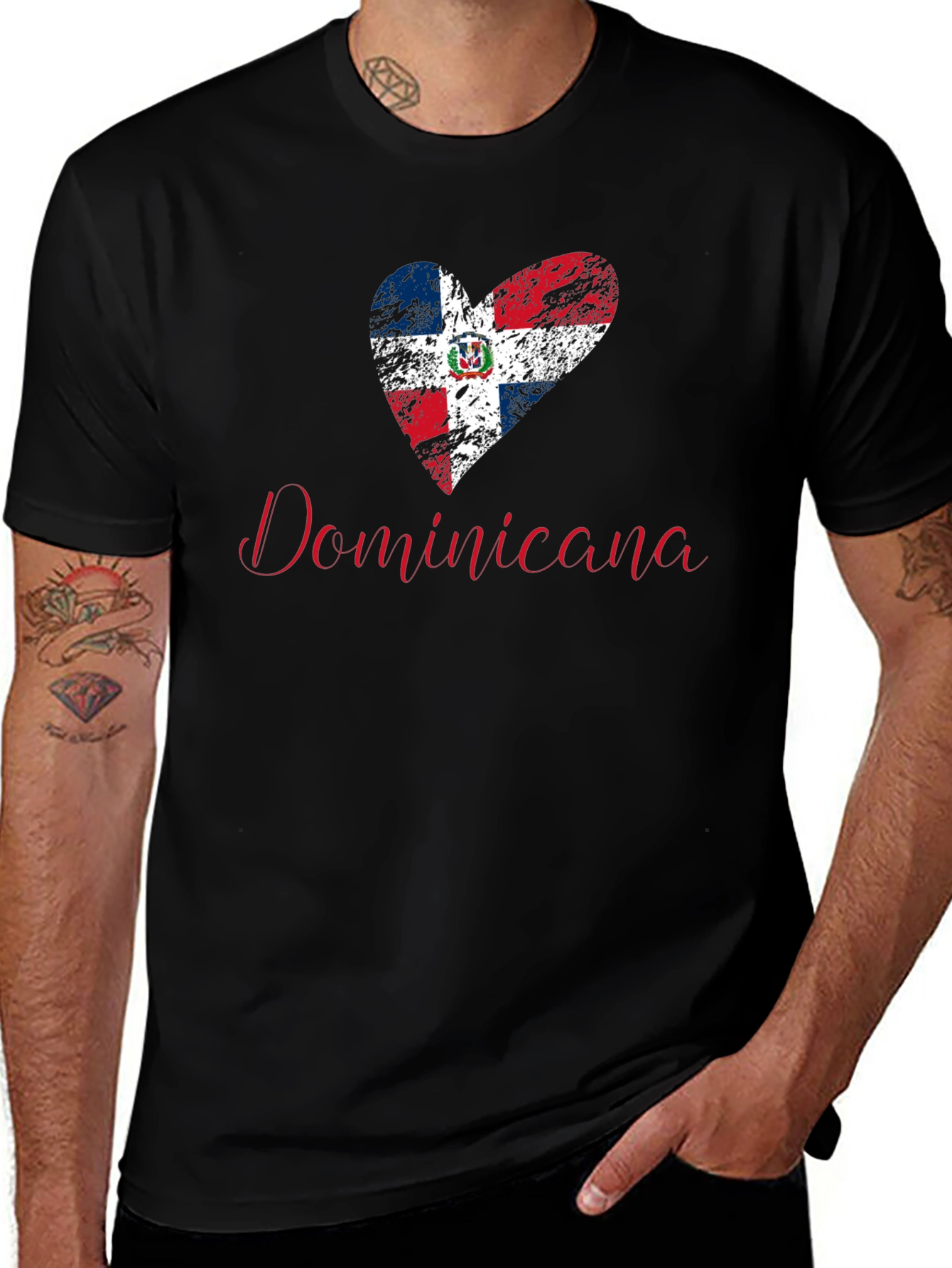 Dominicana Heart Flag T-Shirt - Patriotic Pride