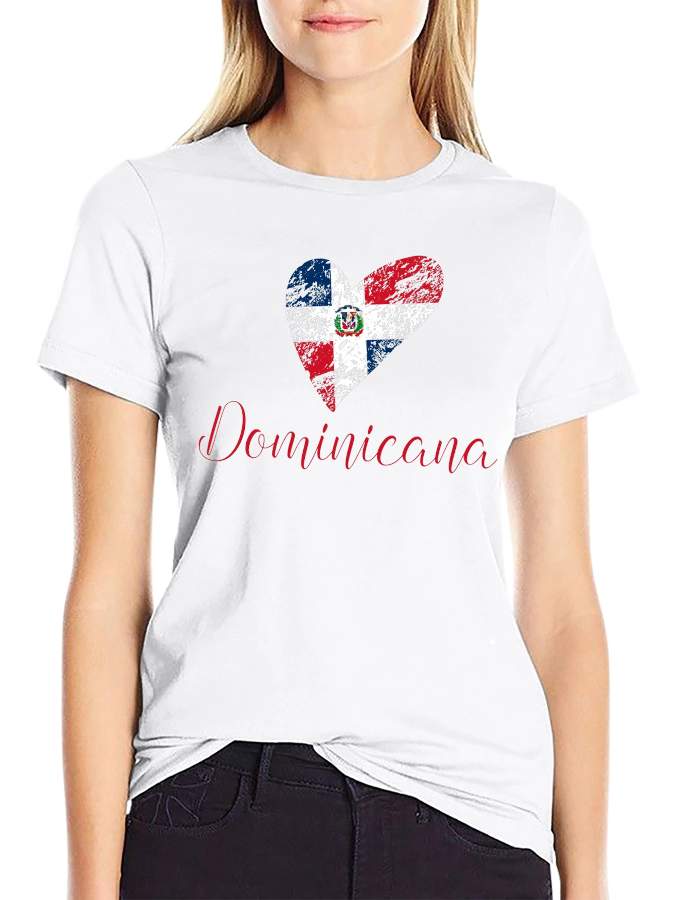 Dominicana Heart Flag T-Shirt - Patriotic Pride