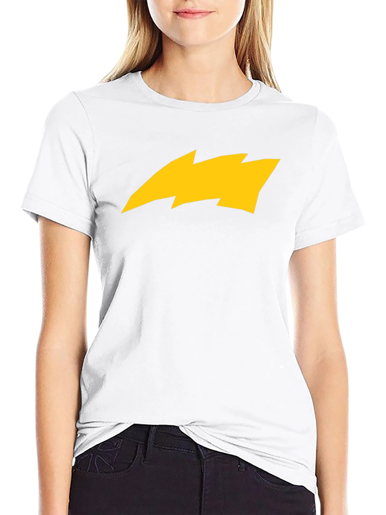 Black T-Shirt with Yellow Lightning Bolt Graphic