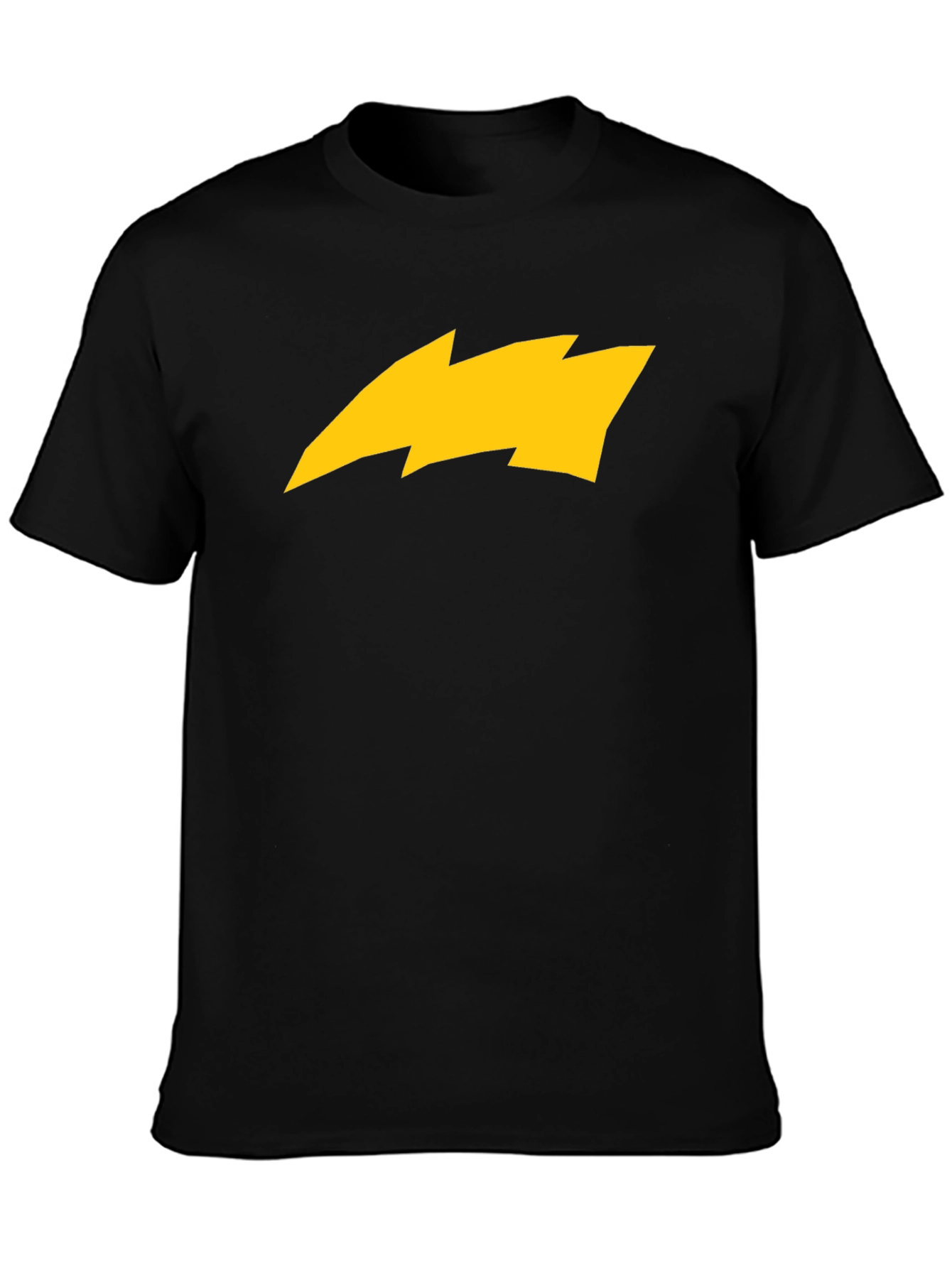 Black T-Shirt with Yellow Lightning Bolt Graphic