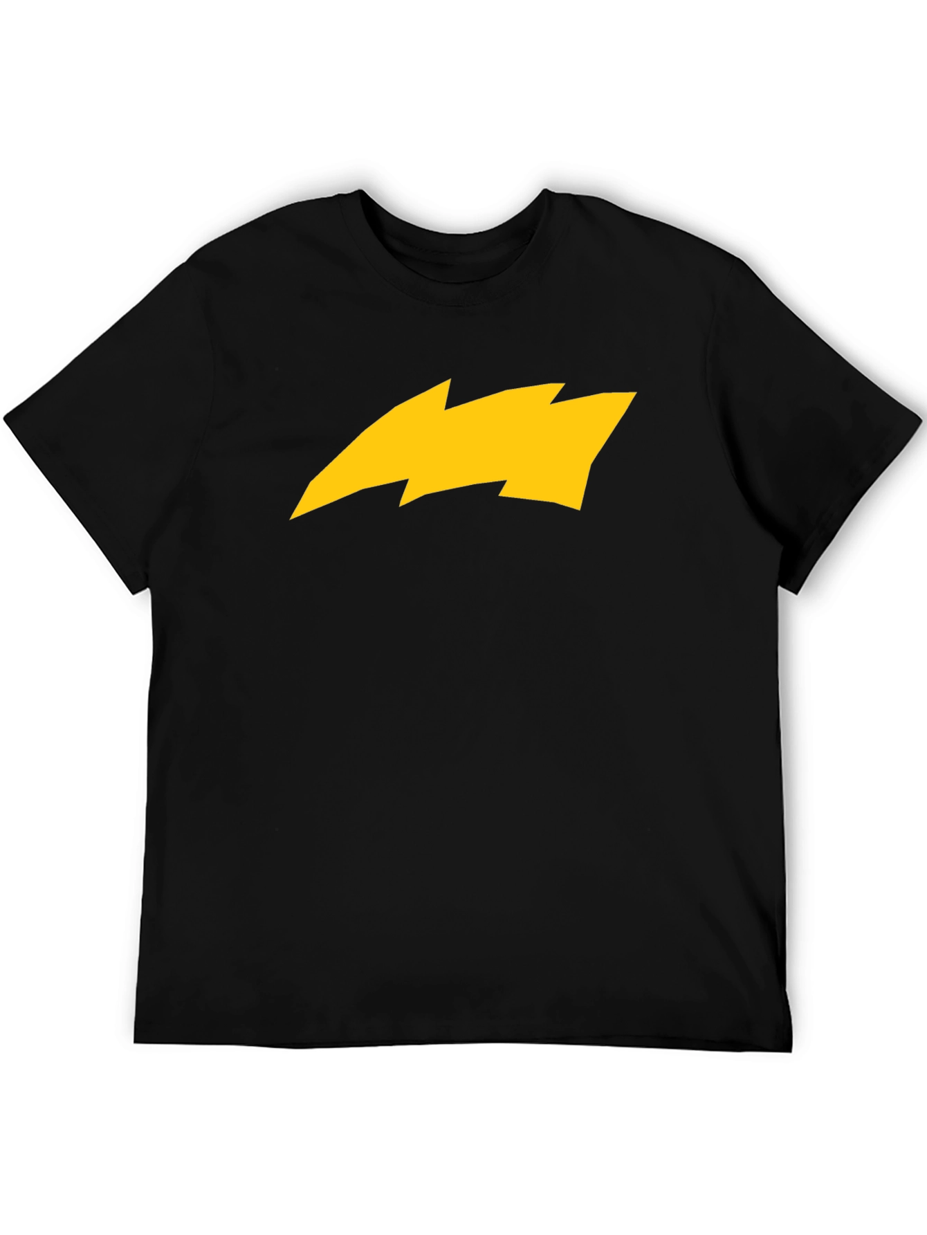 Black T-Shirt with Yellow Lightning Bolt Graphic