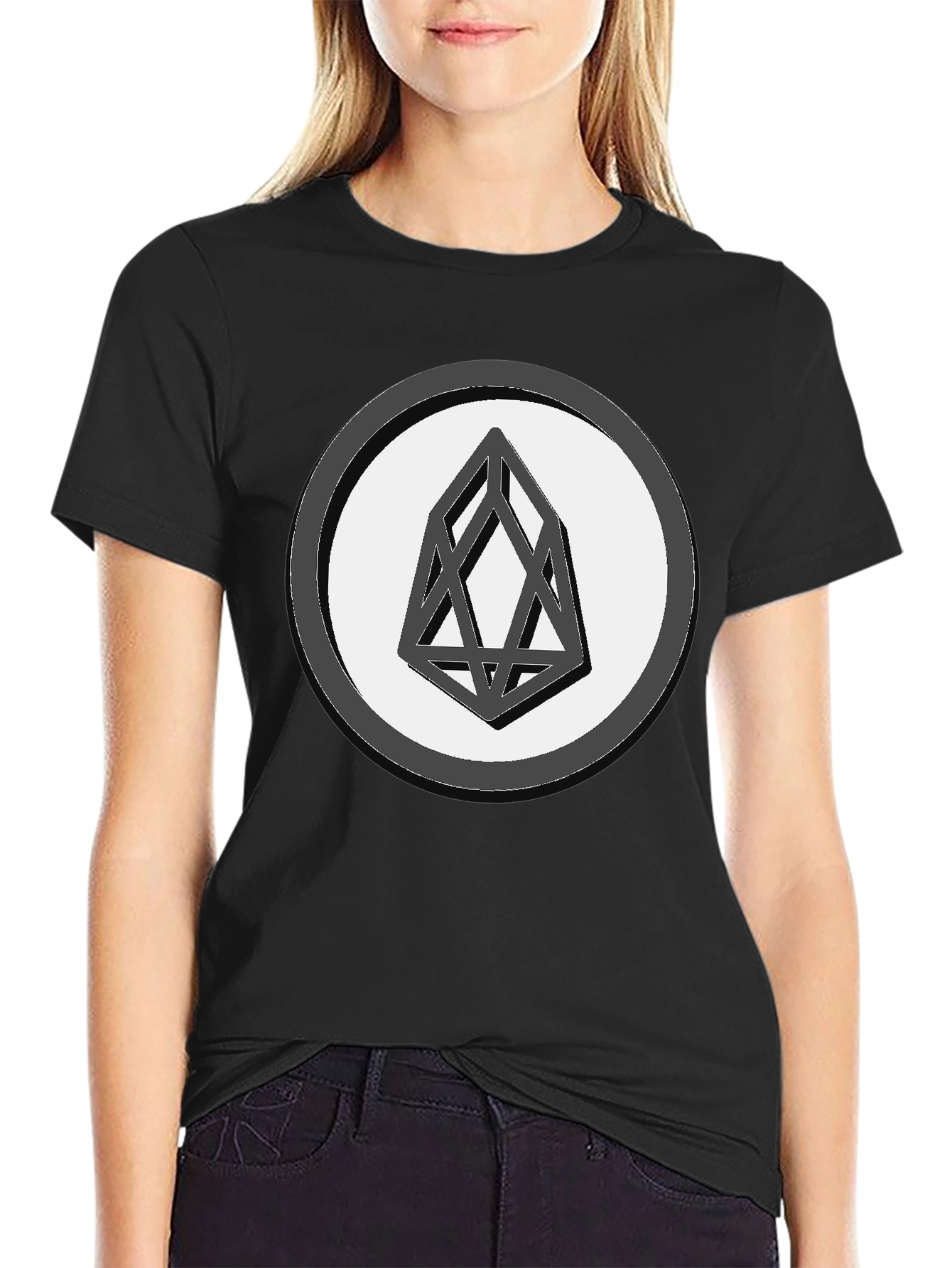 Geometric Graphic Print Tee - Black