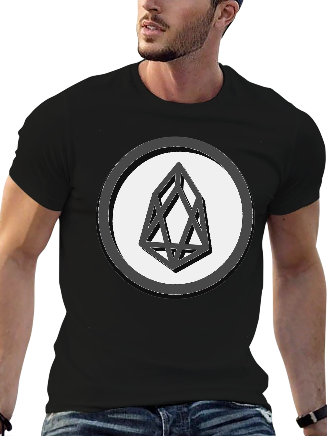 Geometric Graphic Print Tee - Black