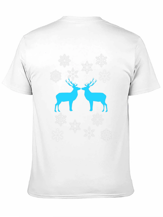 Festive Deer Snowflake Graphic Tee - Black