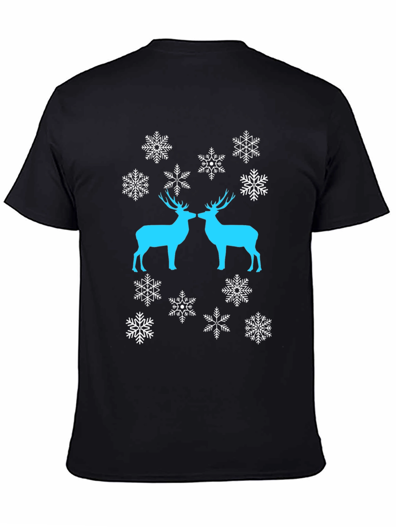 Festive Deer Snowflake Graphic Tee - Black