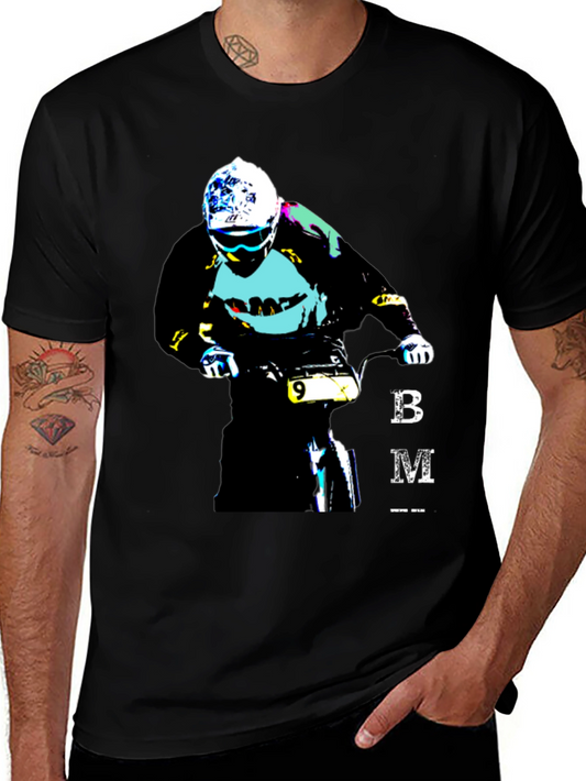 BMX Rider Graphic Tee - Black Cotton Blend T-Shirt