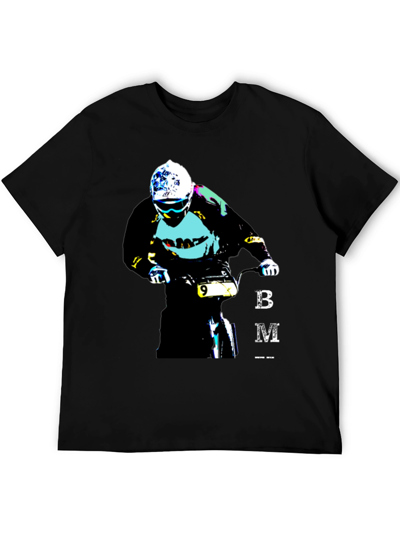BMX Rider Graphic Tee - Black Cotton Blend T-Shirt