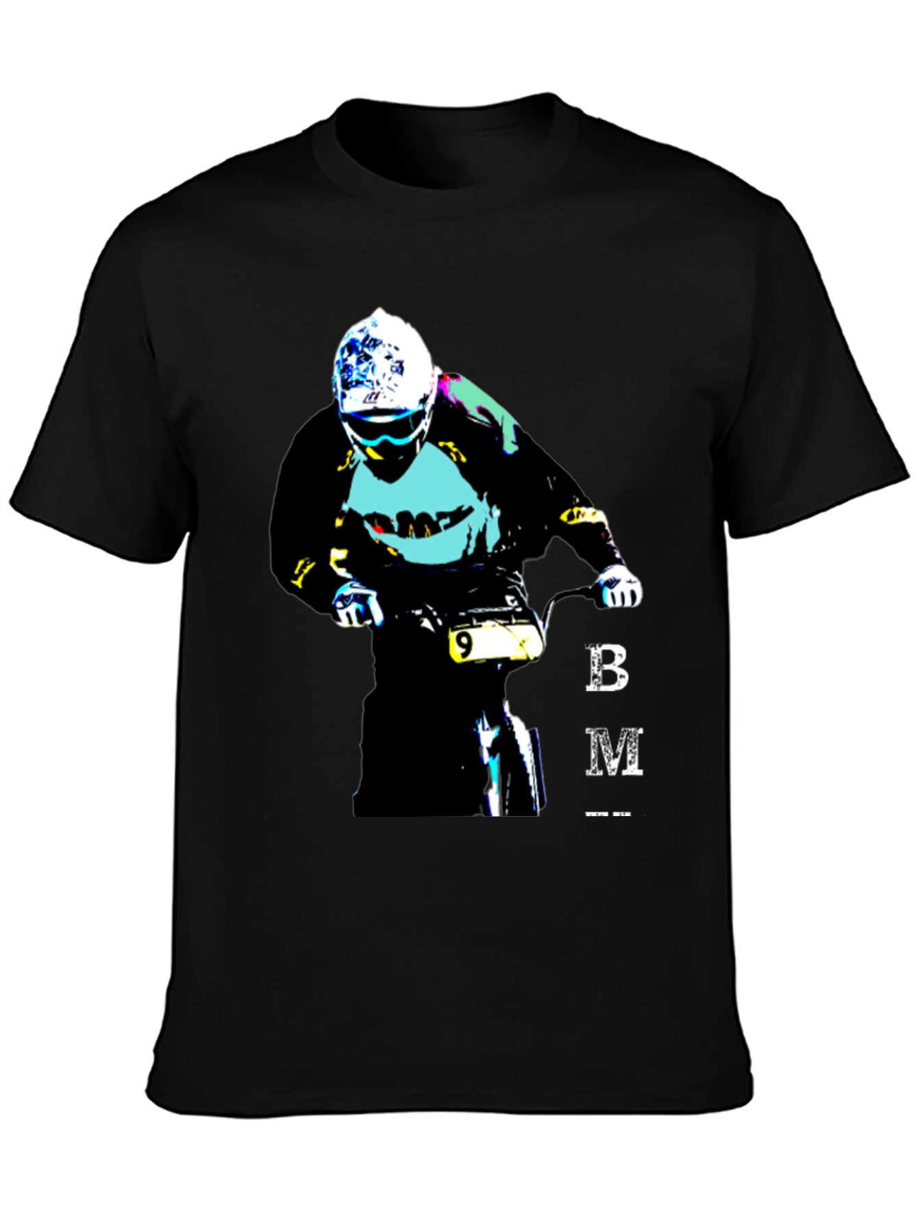 BMX Rider Graphic Tee - Black Cotton Blend T-Shirt