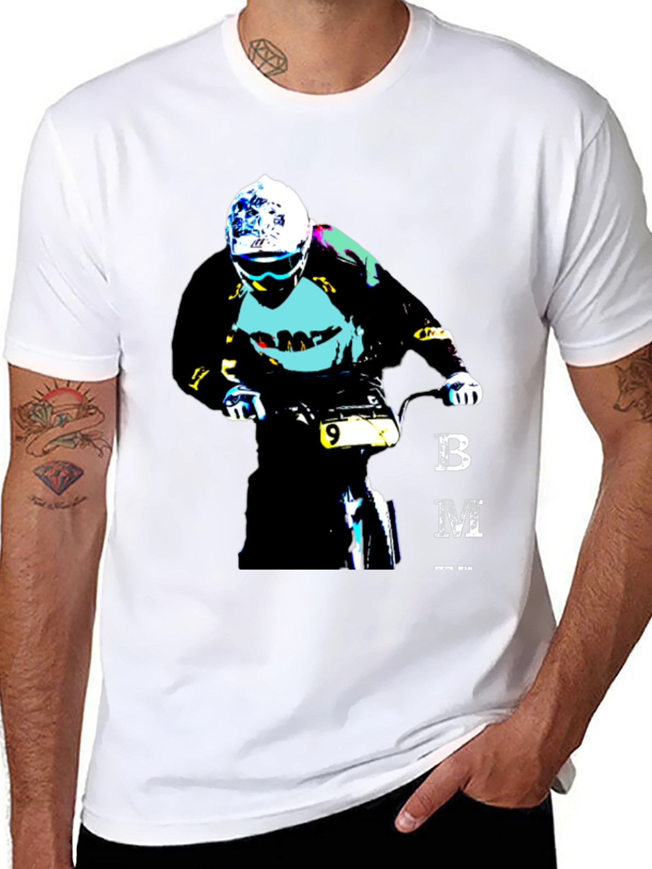 BMX Rider Graphic Tee - Black Cotton Blend T-Shirt