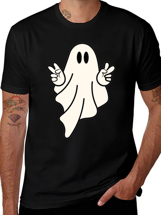 Cool Ghost Peace Sign T-Shirt - Spooky Season Apparel