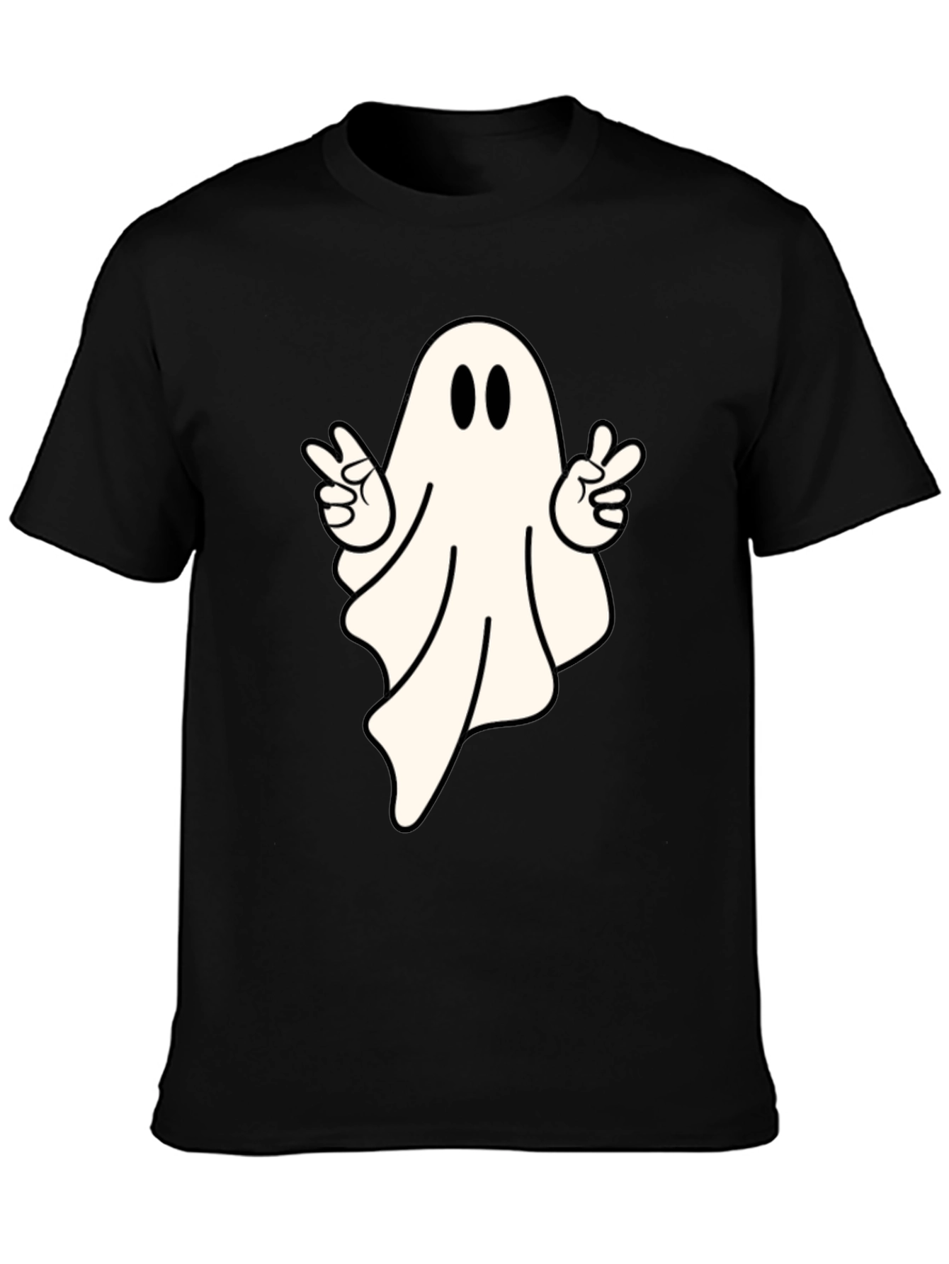 Cool Ghost Peace Sign T-Shirt - Spooky Season Apparel