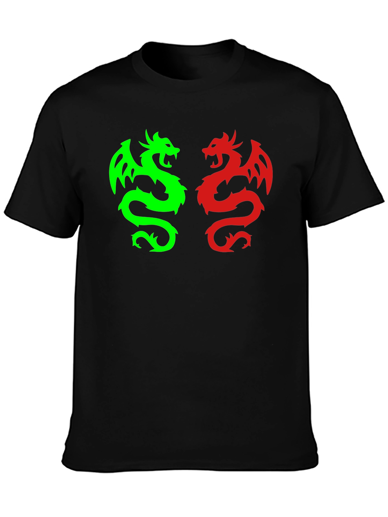 Dragon Duo Graphic Tee - Black Cotton Blend
