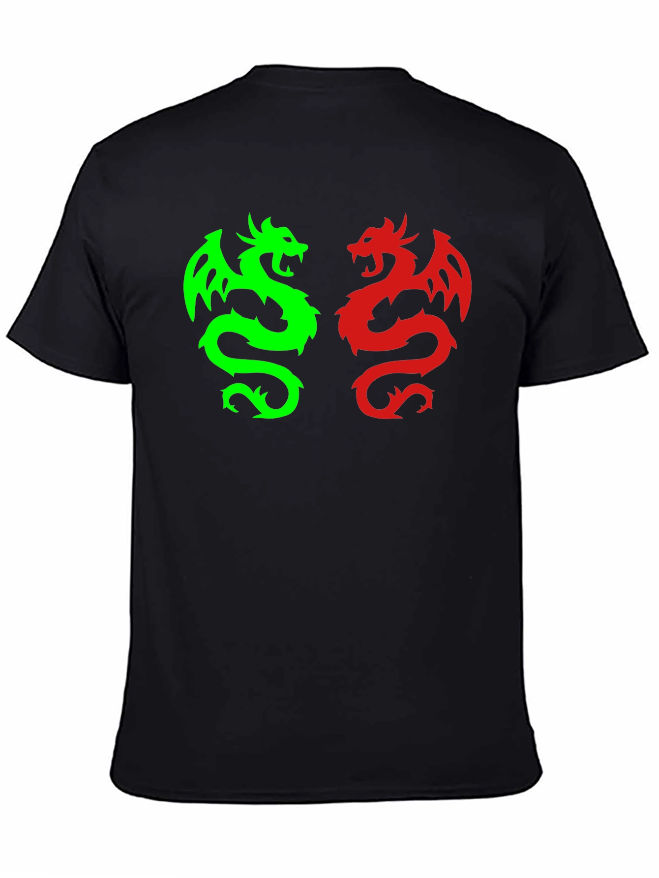 Dragon Duo Graphic Tee - Black Cotton Blend