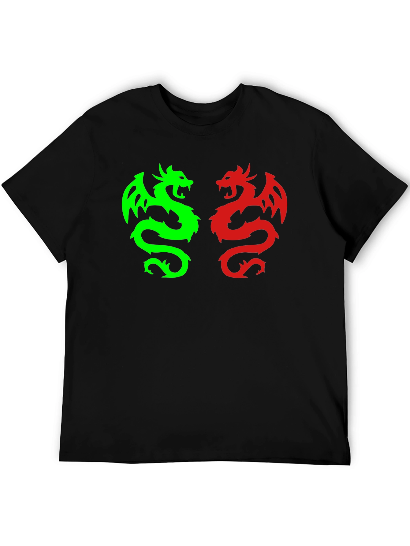Dragon Duo Graphic Tee - Black Cotton Blend
