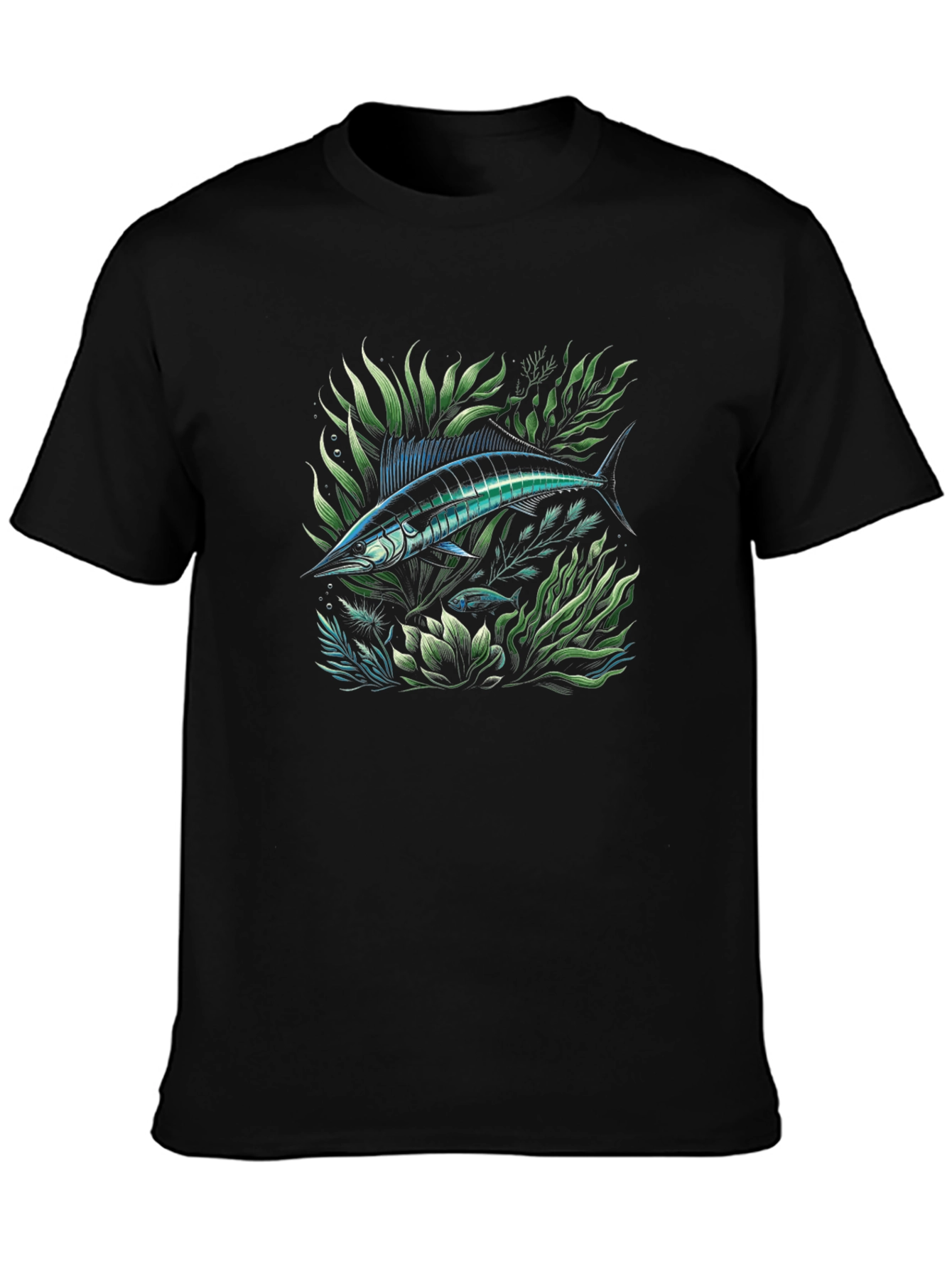 Marlin Fish Graphic Tee - Black Cotton T-Shirt