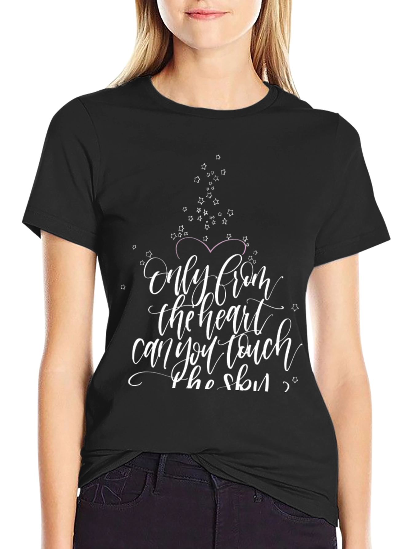 Heartfelt Words Graphic Tee - Black Cotton Blend