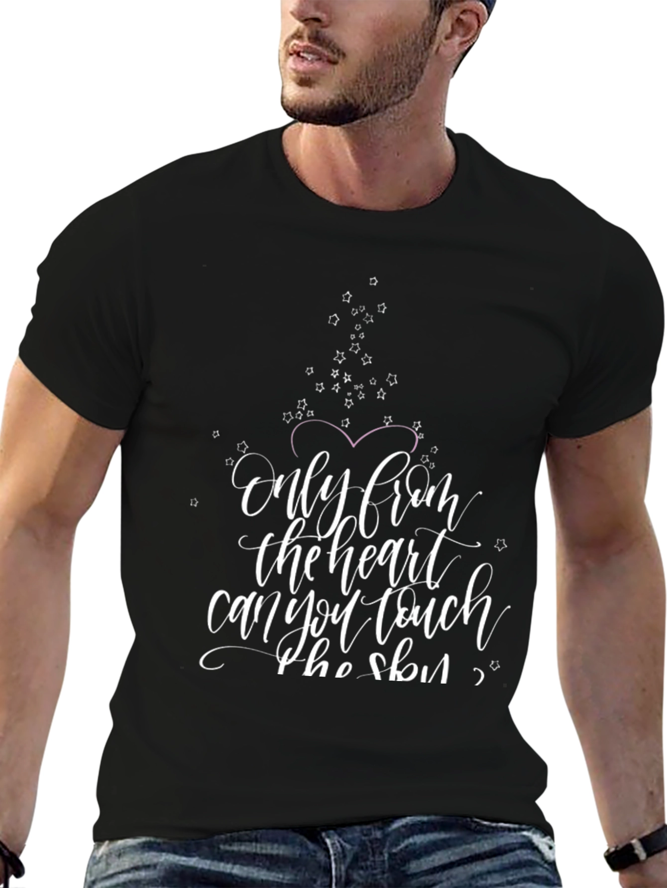 Heartfelt Words Graphic Tee - Black Cotton Blend