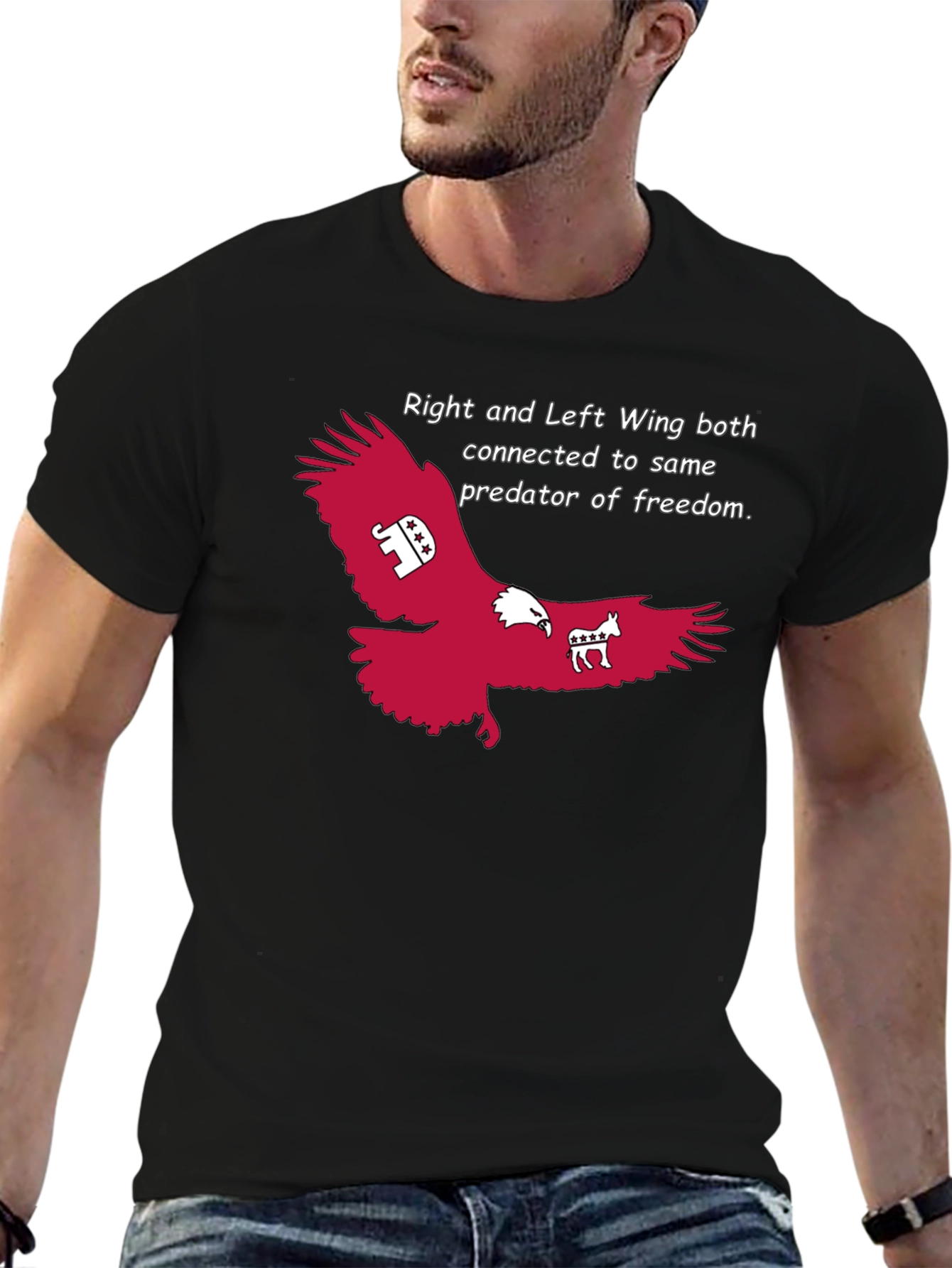Political Statement T-Shirt: Right and Left Wing Eagle Design