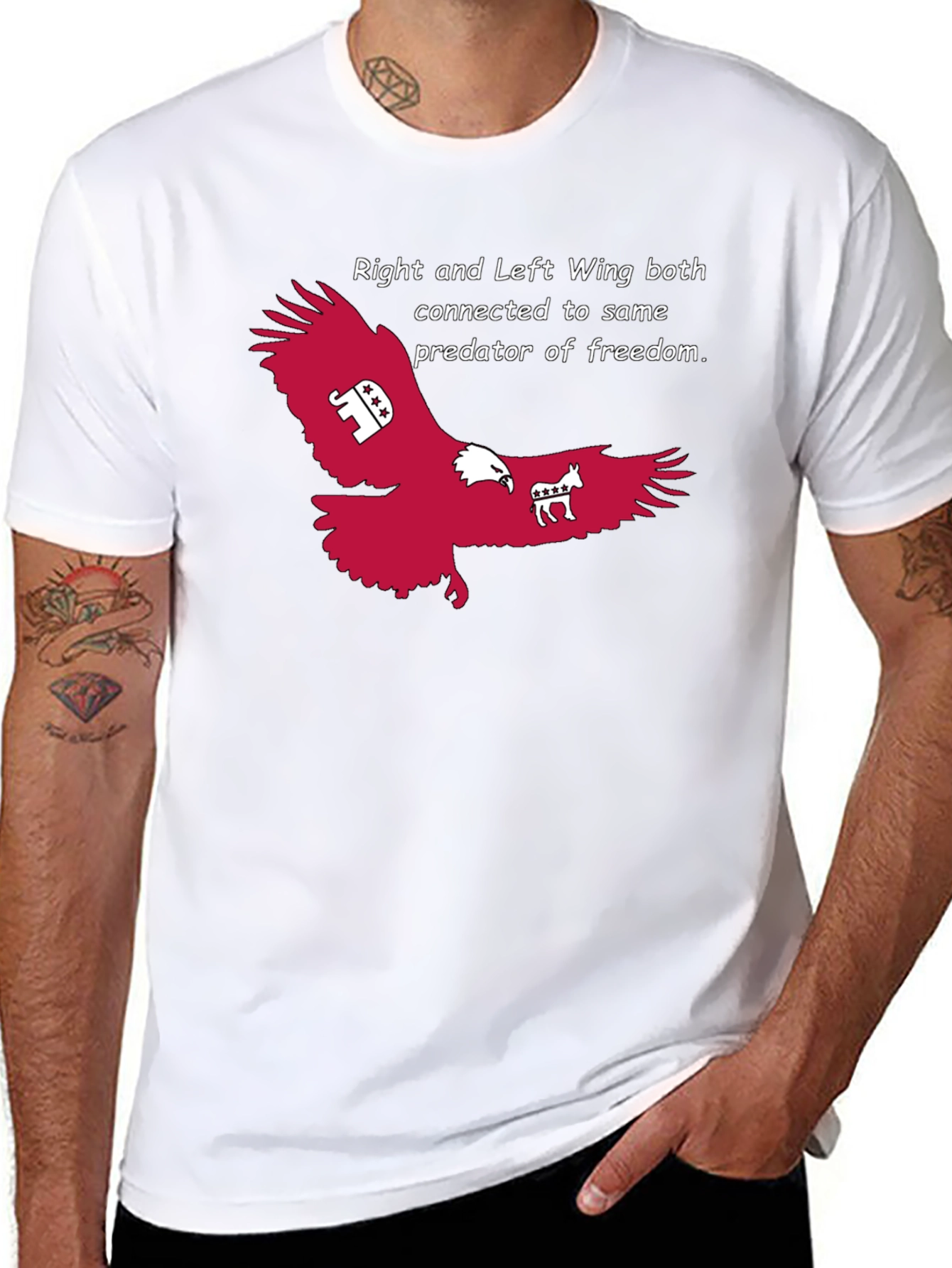Political Statement T-Shirt: Right and Left Wing Eagle Design