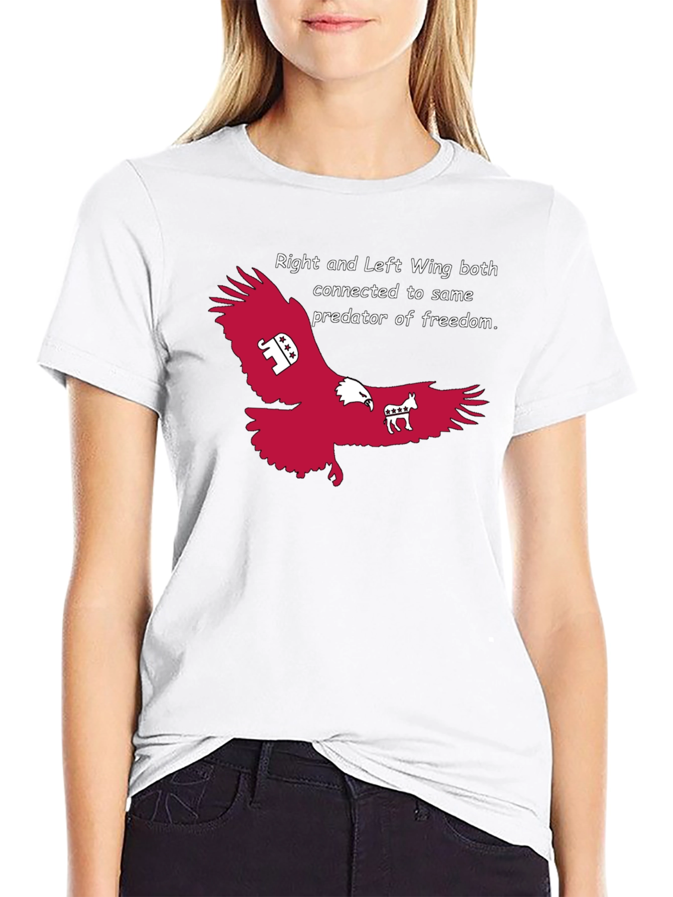 Political Statement T-Shirt: Right and Left Wing Eagle Design