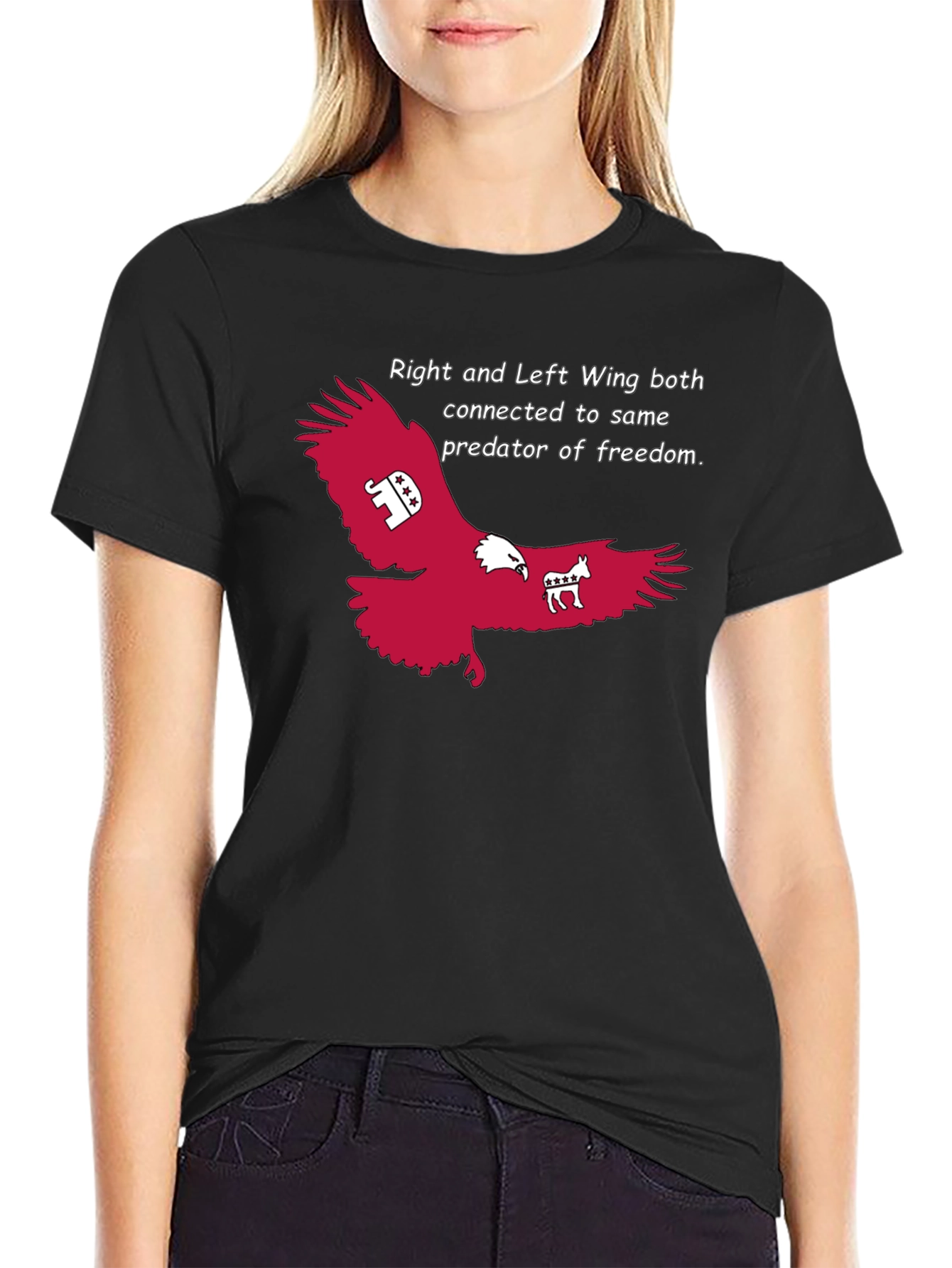 Political Statement T-Shirt: Right and Left Wing Eagle Design