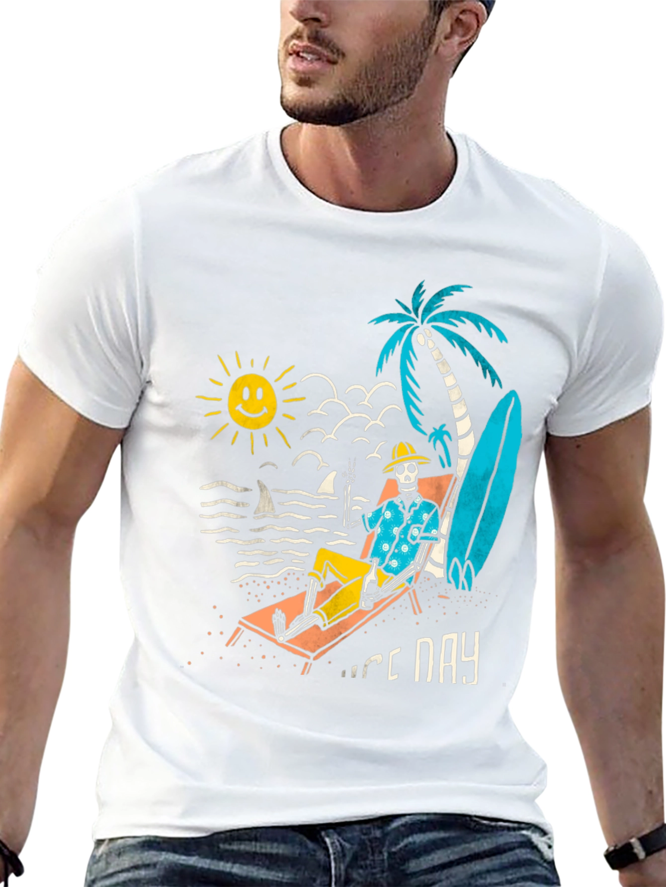 Nice Day Skeleton Beach T-Shirt - Black