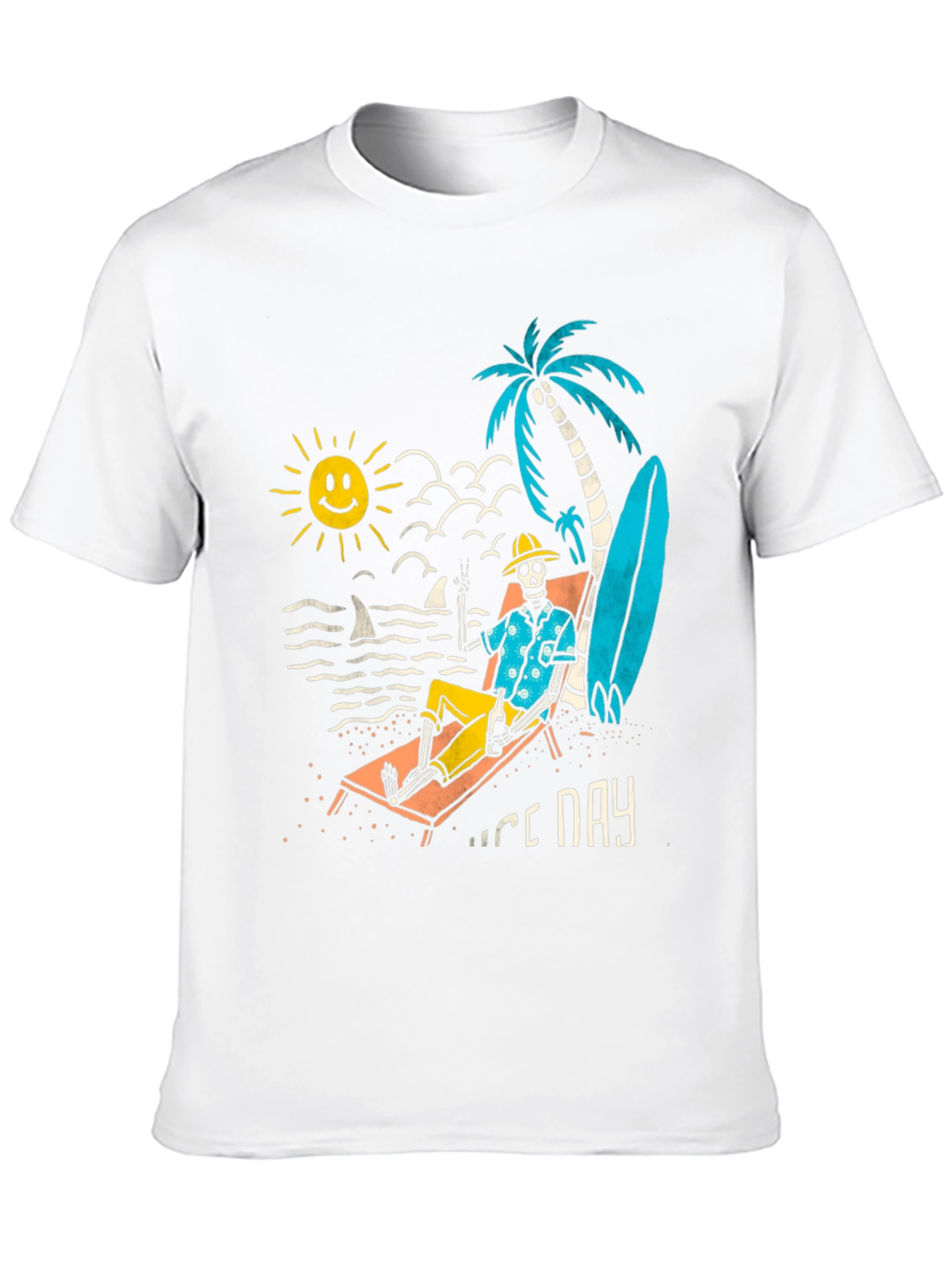 Nice Day Skeleton Beach T-Shirt - Black