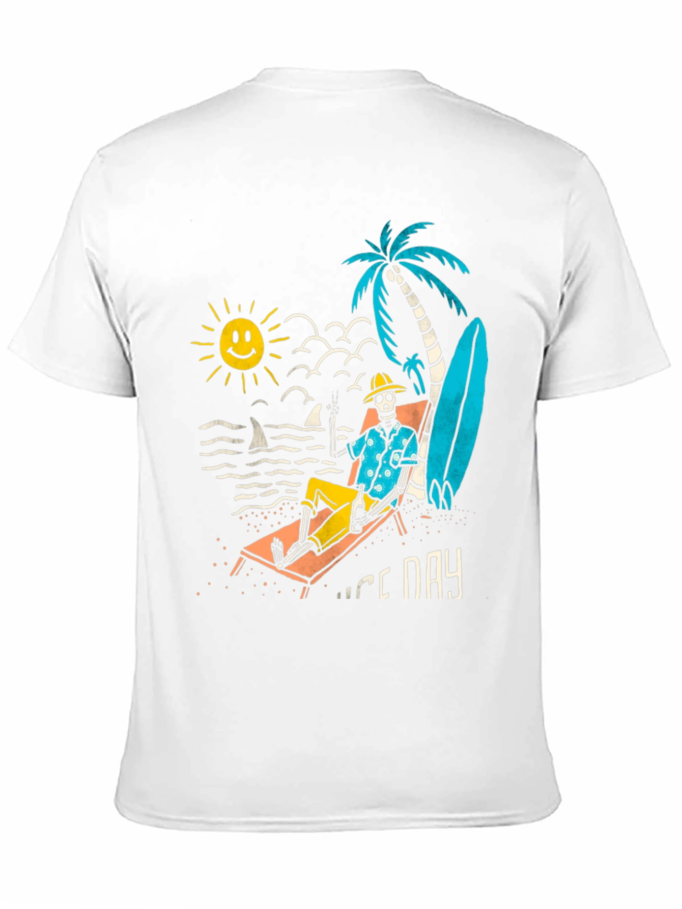 Nice Day Skeleton Beach T-Shirt - Black