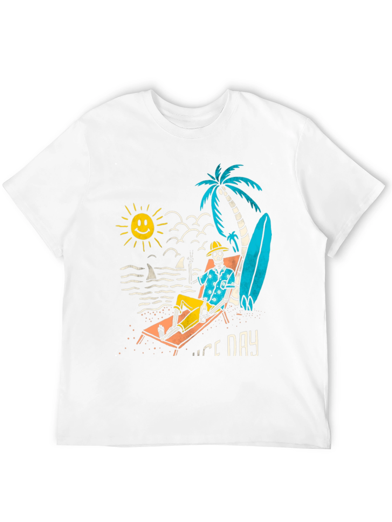 Nice Day Skeleton Beach T-Shirt - Black