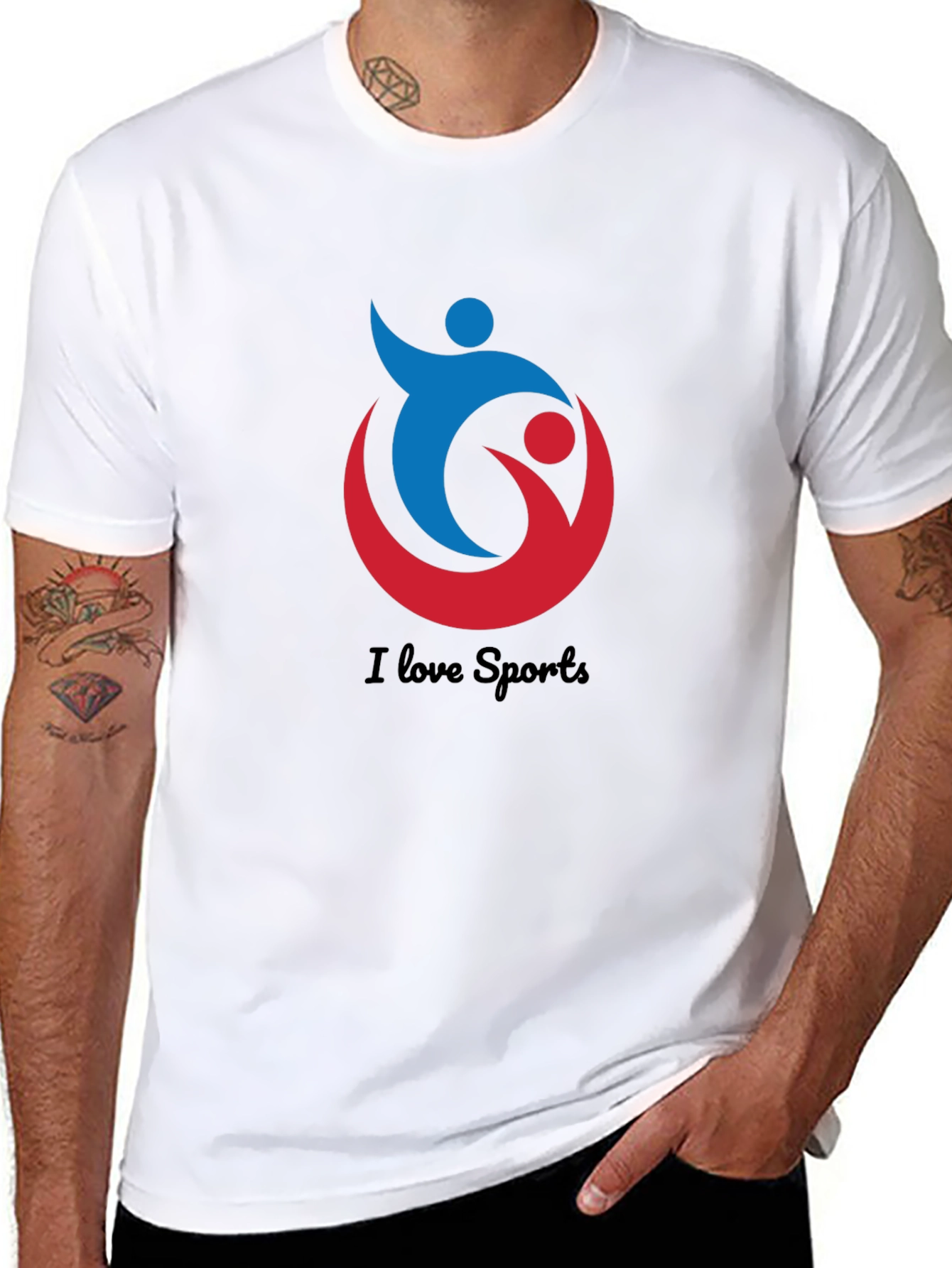 I Love Sports Graphic Black T-Shirt