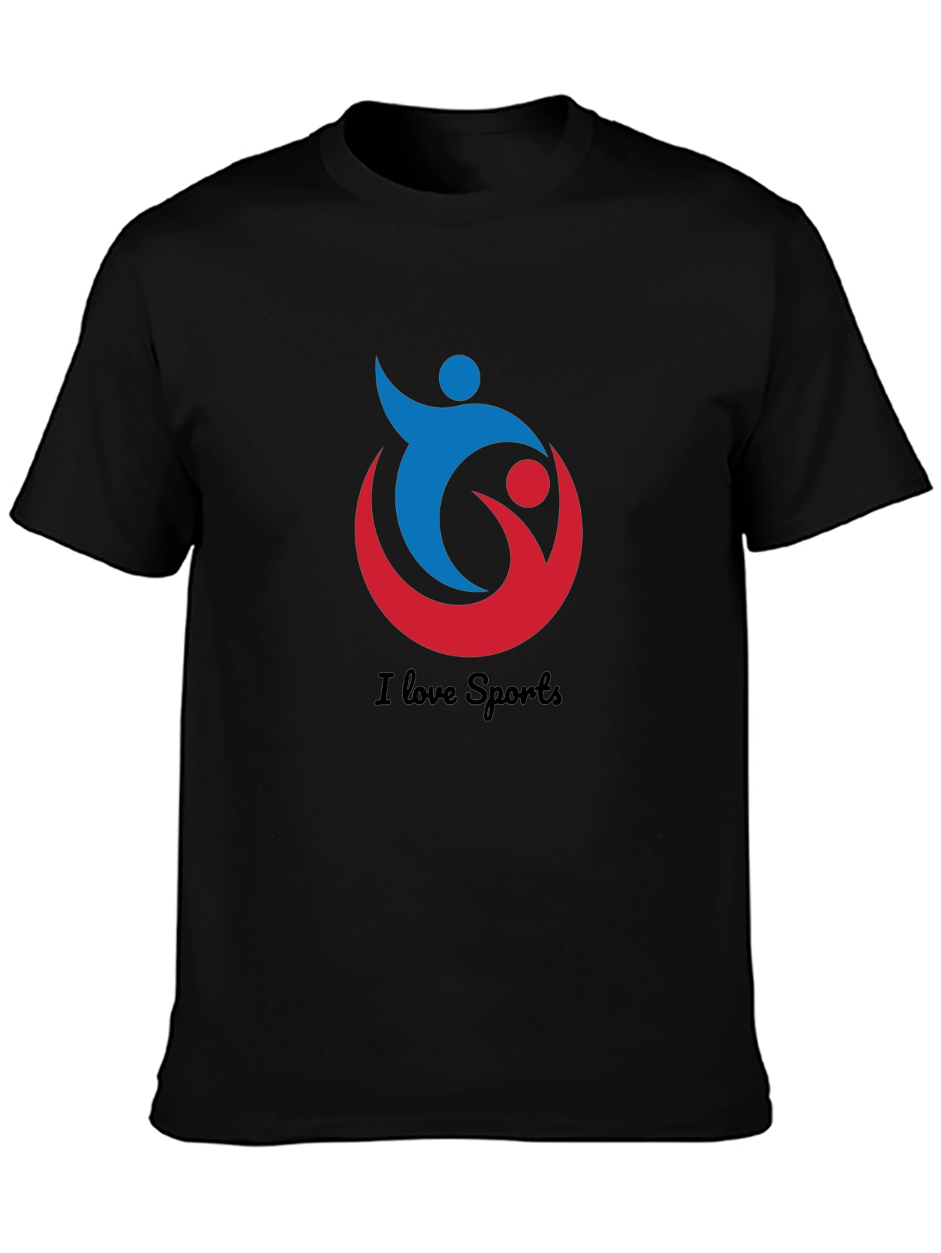 I Love Sports Graphic Black T-Shirt