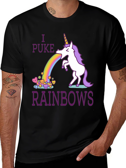 I Puke Rainbows Graphic Tee - Unicorn Humor T-Shirt