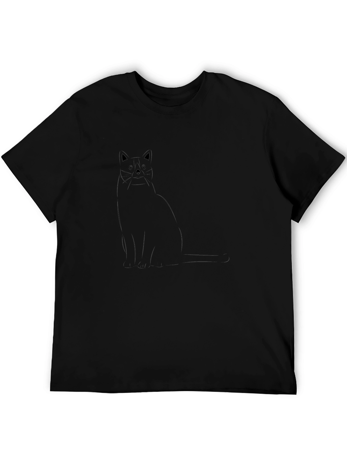 Minimalist Cat Graphic Black T-Shirt