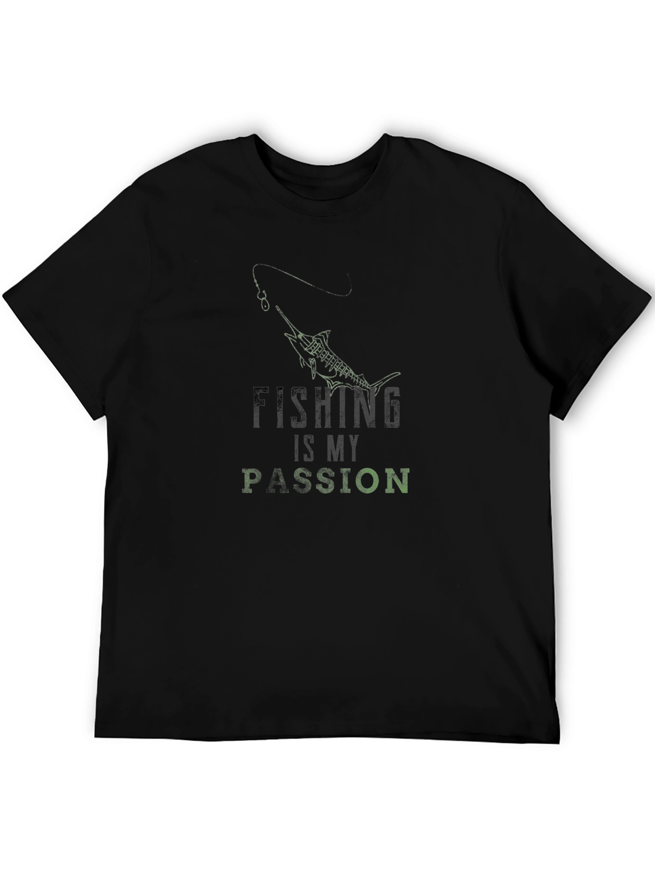 Fishing Is My Passion Graphic Tee - Black