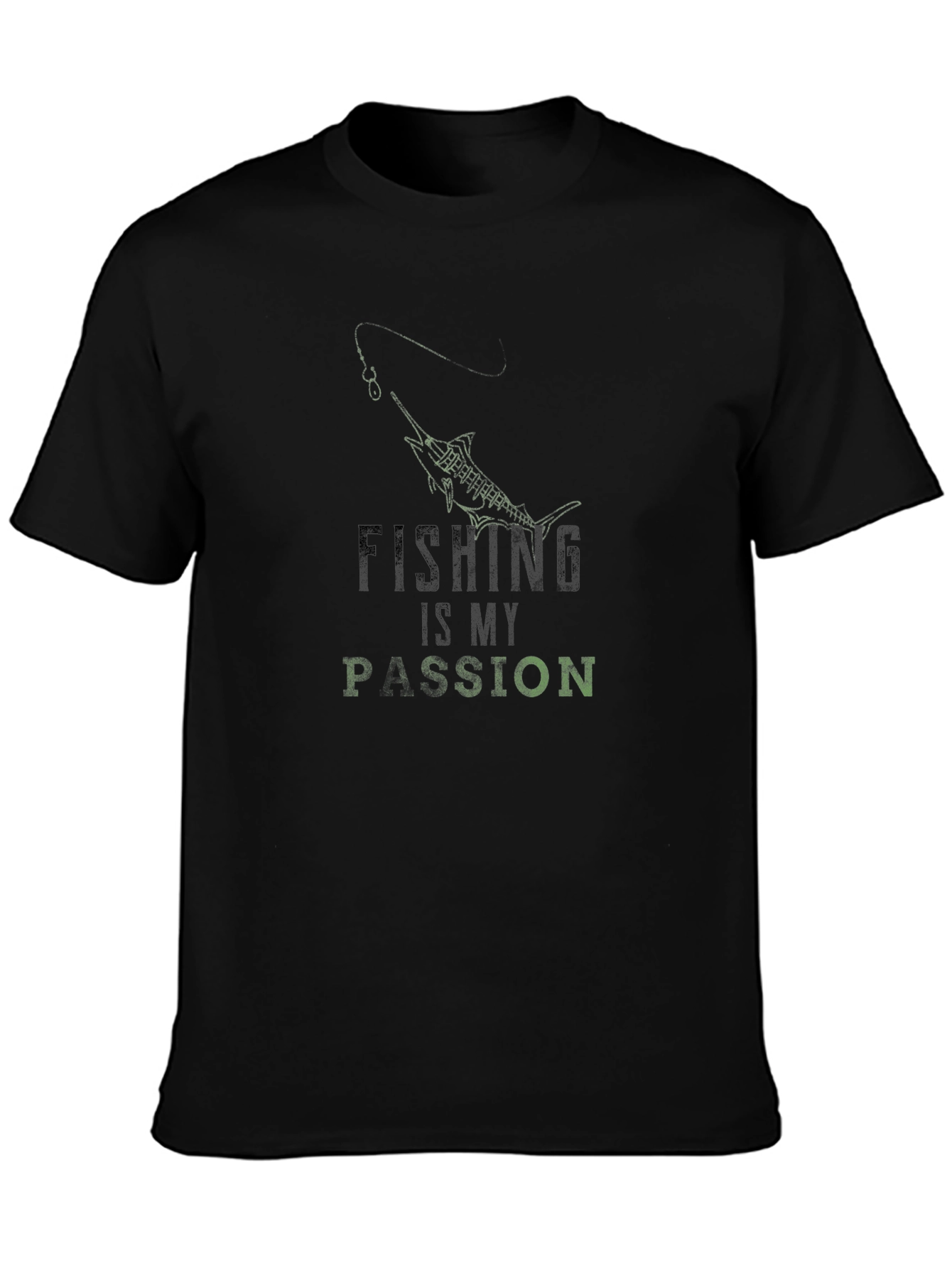 Fishing Is My Passion Graphic Tee - Black