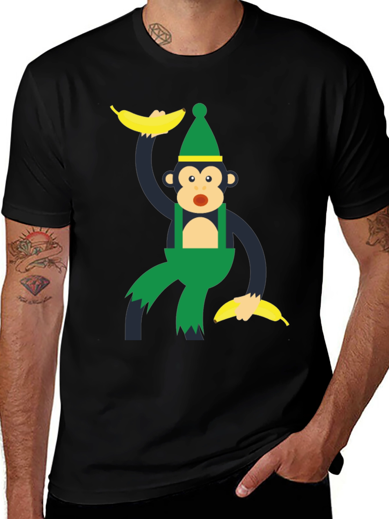 Monkey Banana Cartoon Graphic T-Shirt