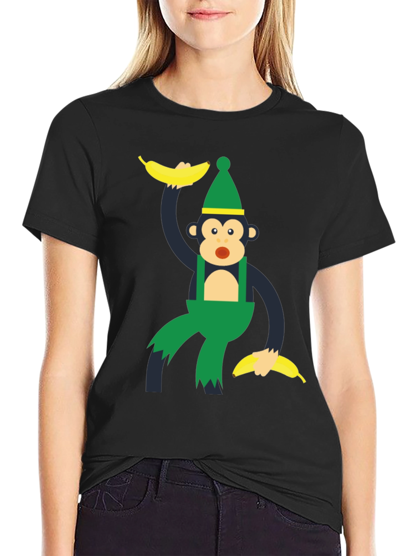 Monkey Banana Cartoon Graphic T-Shirt