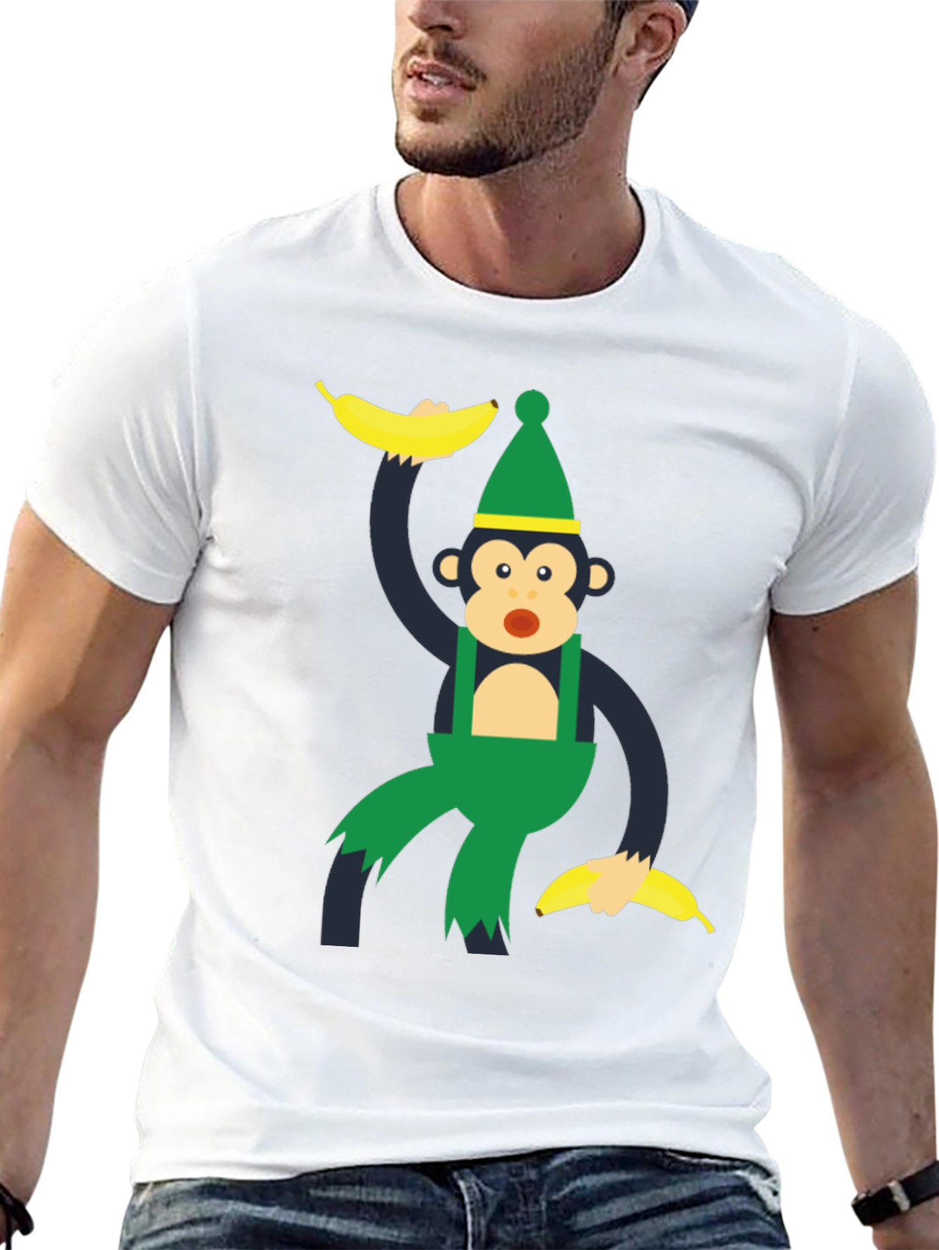 Monkey Banana Cartoon Graphic T-Shirt
