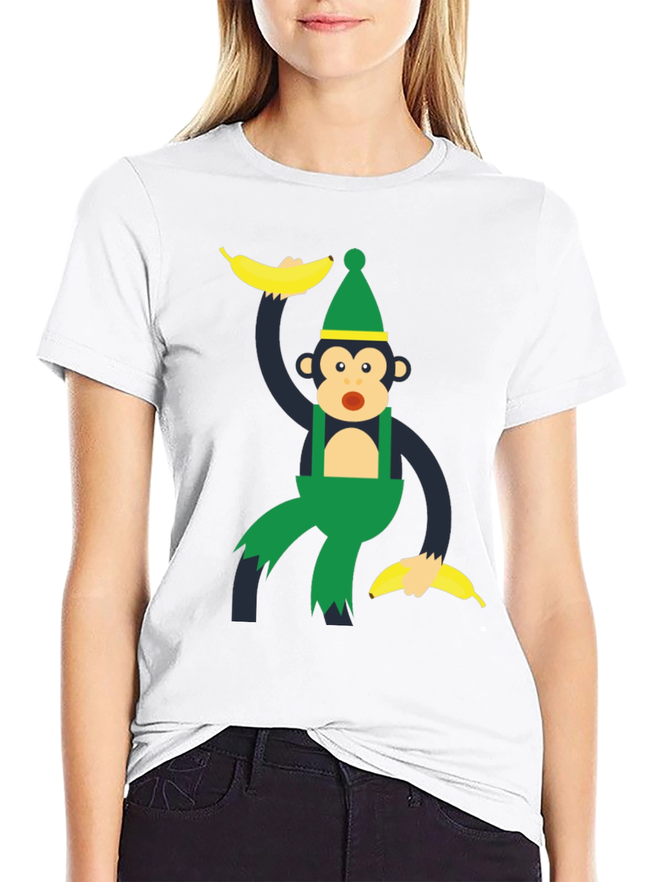 Monkey Banana Cartoon Graphic T-Shirt